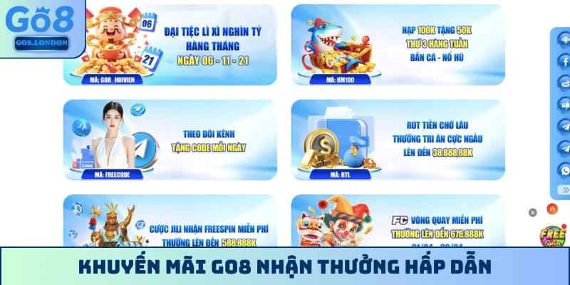 Khuyến mãi Go8 nhận thưởng hấp dẫn